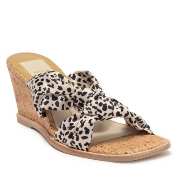 Dolce Vita Shoes - Dolce Vita Naji Knotted Cork Wedge Mule Leopard Satin